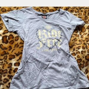 Harley-Davidson Gray Floral Heart Short Sleeve Tee